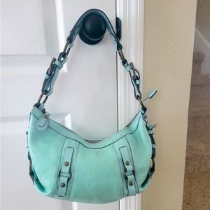 FRYE Vintage Leather Heather Satchel Shoulder Bag Mint Green w Bronze Hardware